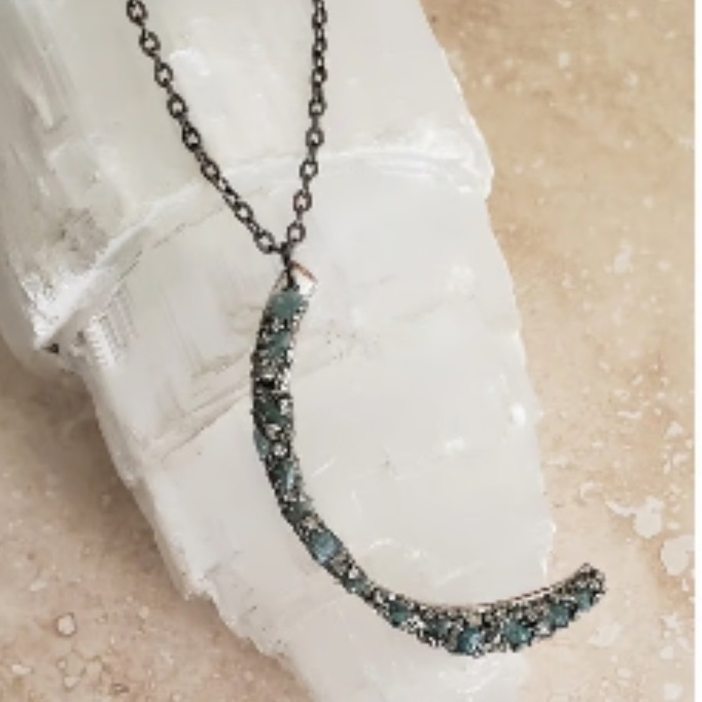 NEW Free People x Marly Moretti Crescent Moon Necklace 15 in